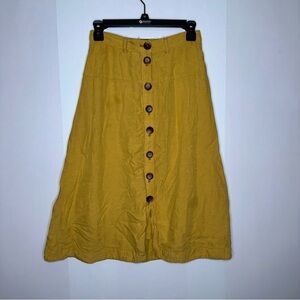 Maeve Anthropologie yellow button down skirt size 4